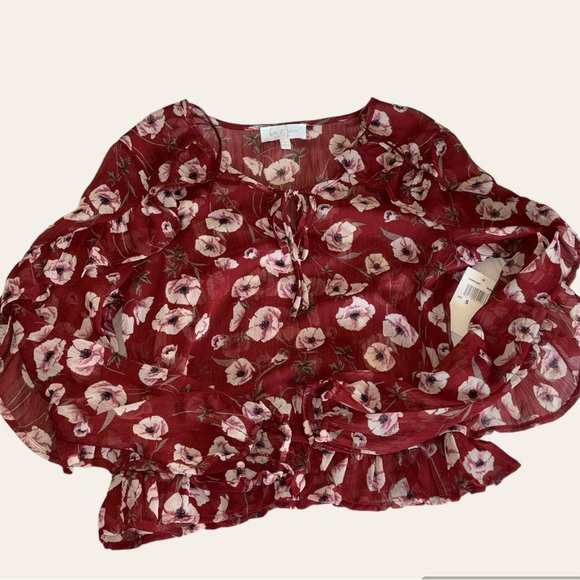 Love & Piece Sheer Floral Blouse Size Small - Picture 1 of 8